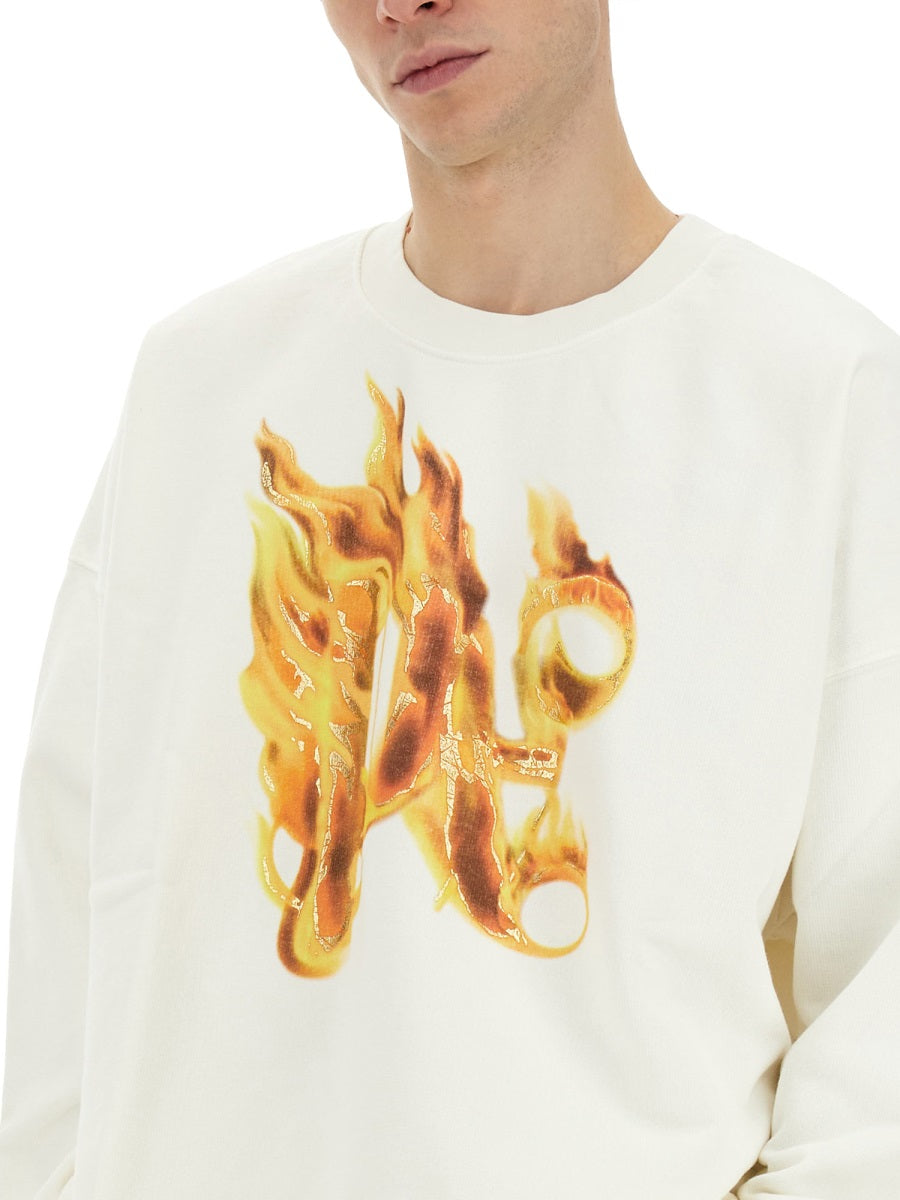 Palm Angels "BURNING MONOGRAM" PRINT SWEATSHIRT PMBA074R24FLE0040376