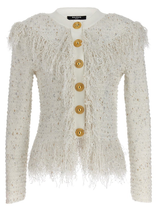 Balmain 'GLITTERED FRINGED' SHORT JACKET CF1KL141KF46GAD