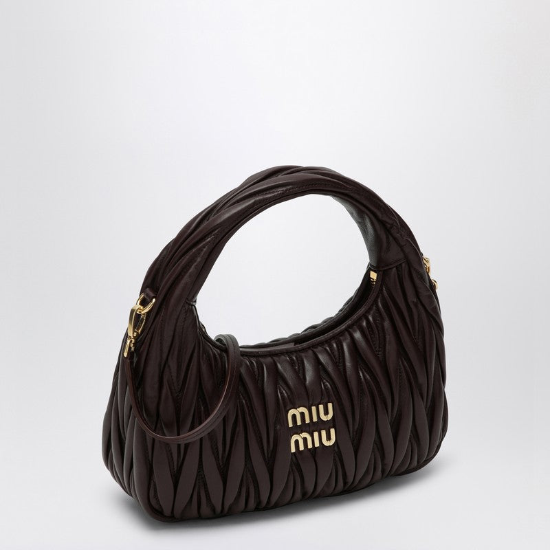 MIU MIU Small Miu Wander brown matelassé bag 5BC125OOYN88P_MIU-F0NBL