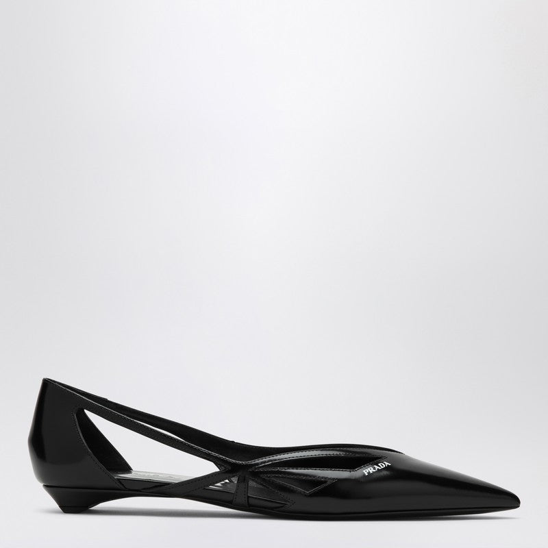 Prada Cut out black brushed leather ballerina 1F732ND015055P_PRADA-F0002