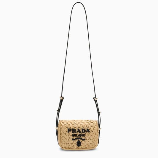 Prada Natural and black raffia shoulder bag 1BD362OOB2M2TO_PRADA-F0I55