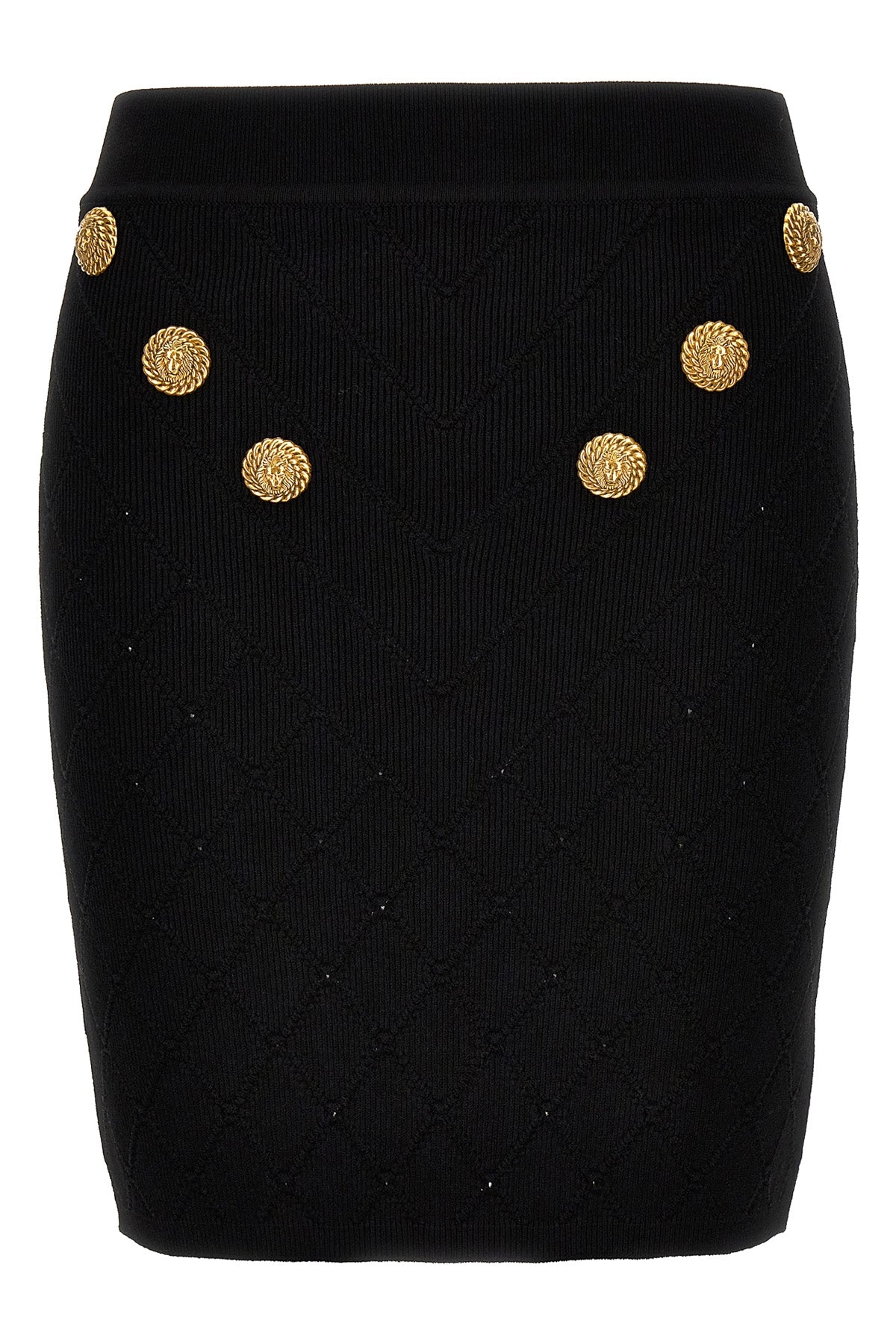 Balmain LOGO BUTTON KNITTED SKIRT CF1LB004KF530PA