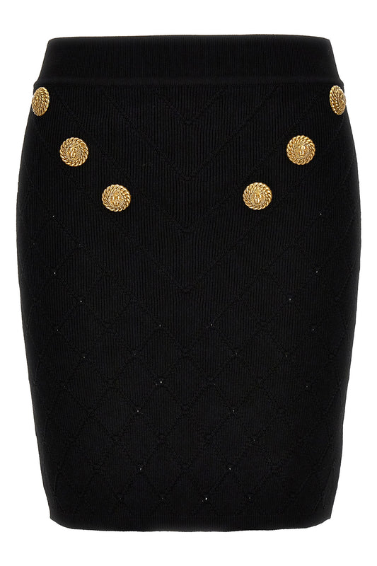 Balmain LOGO BUTTON KNITTED SKIRT CF1LB004KF530PA