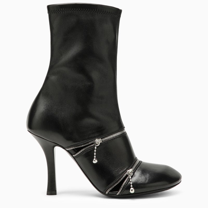 Burberry Black leather Peep boot with zips 8080250120869O_BURBE-A1189