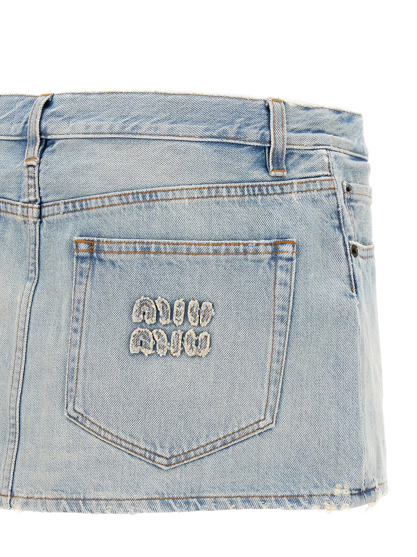 MIU MIU LOGO DENIM SKIRT GWD326SOOO14QUF0013