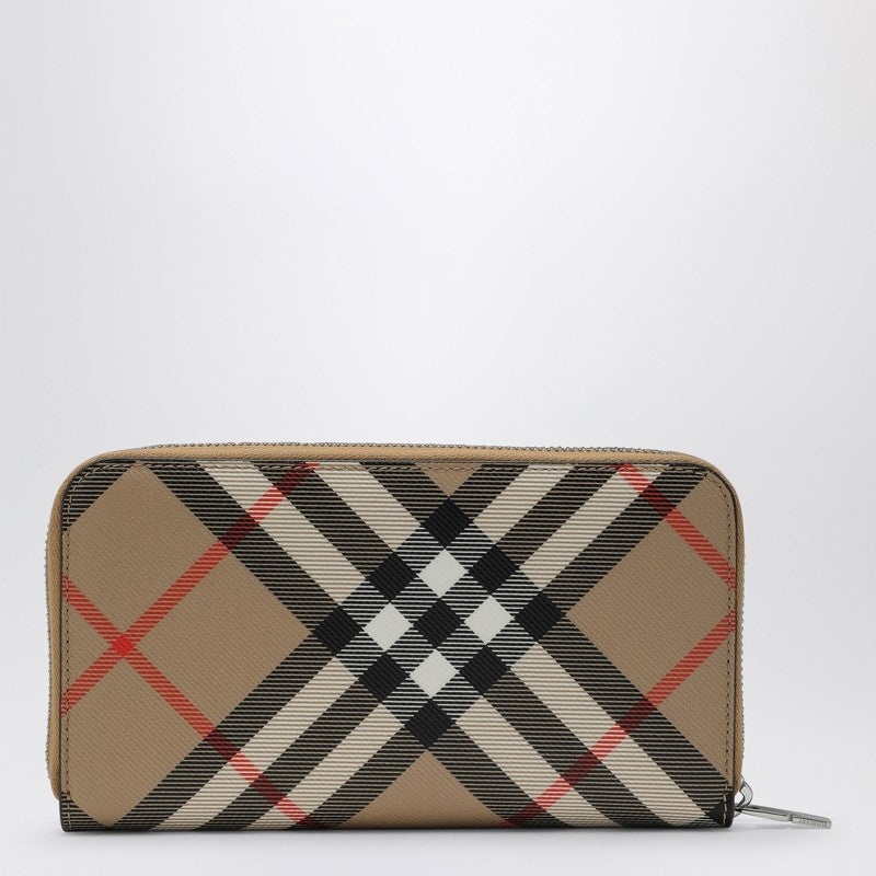 Burberry Check pattern beige zipped wallet 8091923160296P_BURBE-A2021