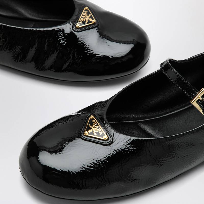 Prada Black patent leather ballerina with logo triangle 1F793N005H27Q_PRADA-F0002