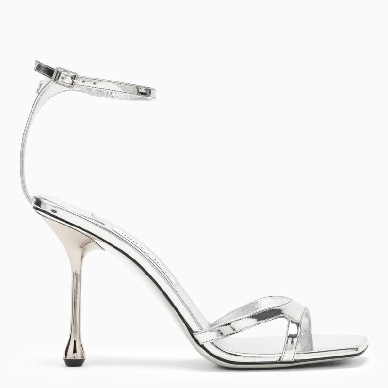 JIMMY CHOO Ixia 95 metallic silver leather sandal IXIASANDAL95QUIO_JIMCH-SI