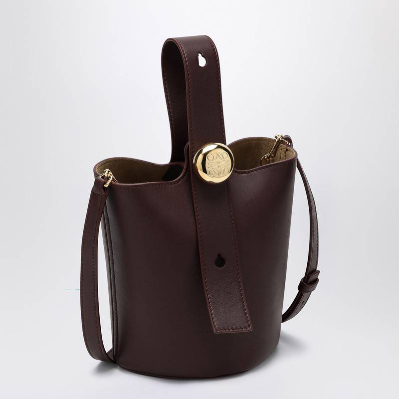 LOEWE Dark burgundy calfskin Pebble Bucket small bag AANBBBMX01LEQ_LOEW-7240