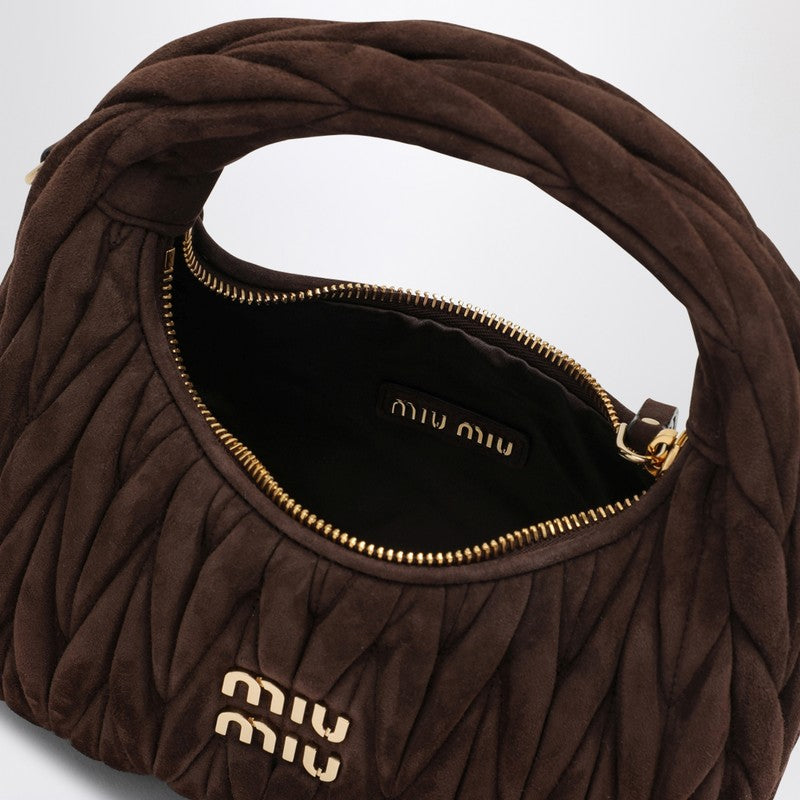 MIU MIU Small Miu Wander bag in browne suede leather 5BC125OOY2B7OP_MIU-F0003