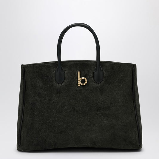 Burberry Rocking Horse medium dark green suede tote 8099557158524P_BURBE-C1173