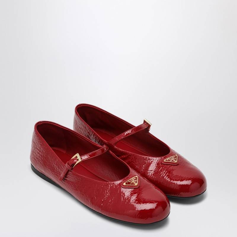 Prada Cherry patent leather ballerina with logo triangle 1F793N005H27Q_PRADA-F0E06