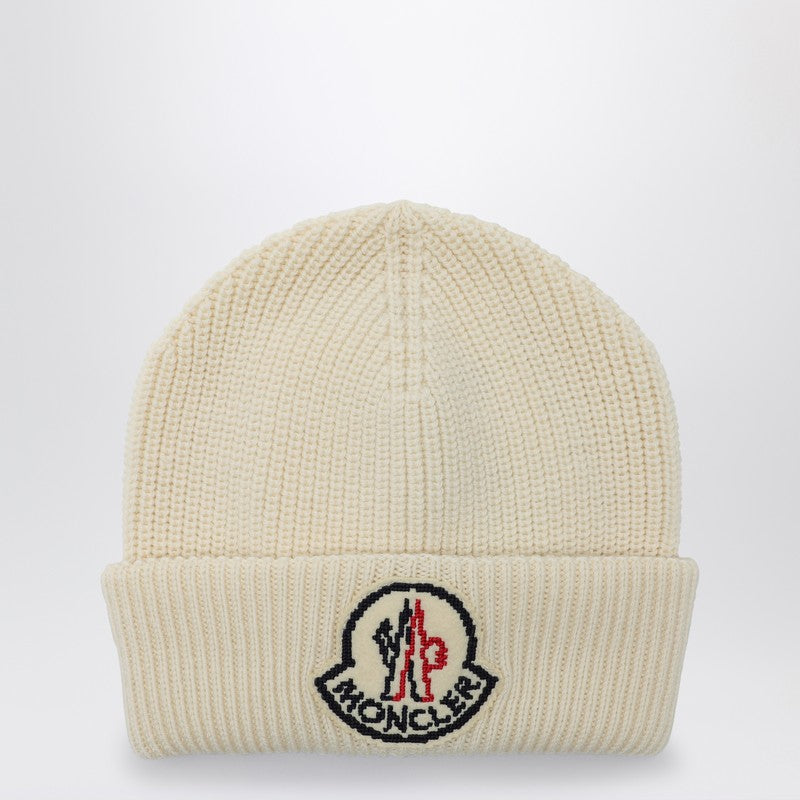 Moncler White wool cap with logo 3B000-19M1282P_MONCL-034