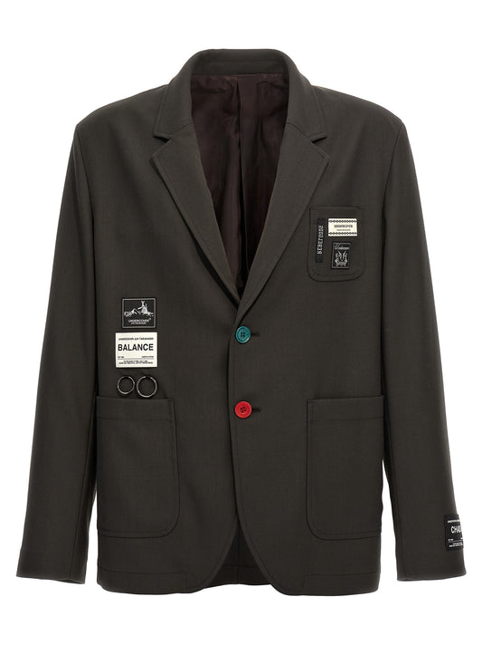 UNDERCOVER 'CHAOS AND BALANCE' SINGLE-BREASTED BLAZER UC1D4104GRAYKHAKI