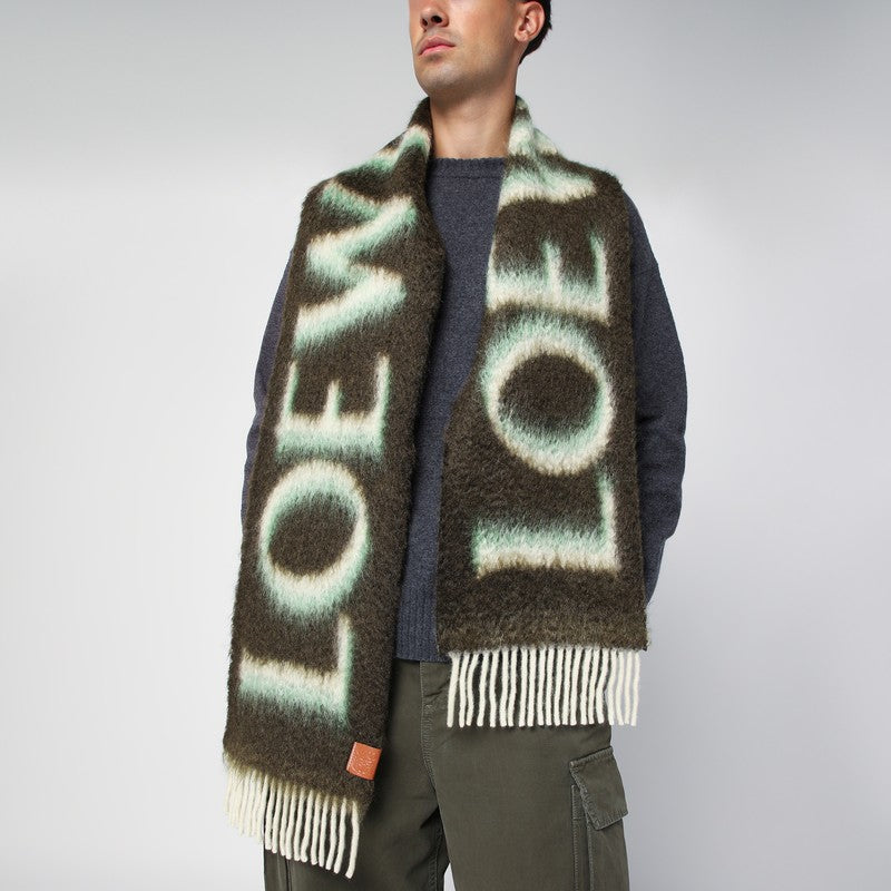 LOEWE Green/white wool and mohair scarf F811257X03WOP_LOEW-4102