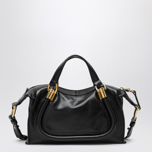 Chloé Small Paraty 24 bag in shiny black leather CHC24AS751N82P_CHLOE-001