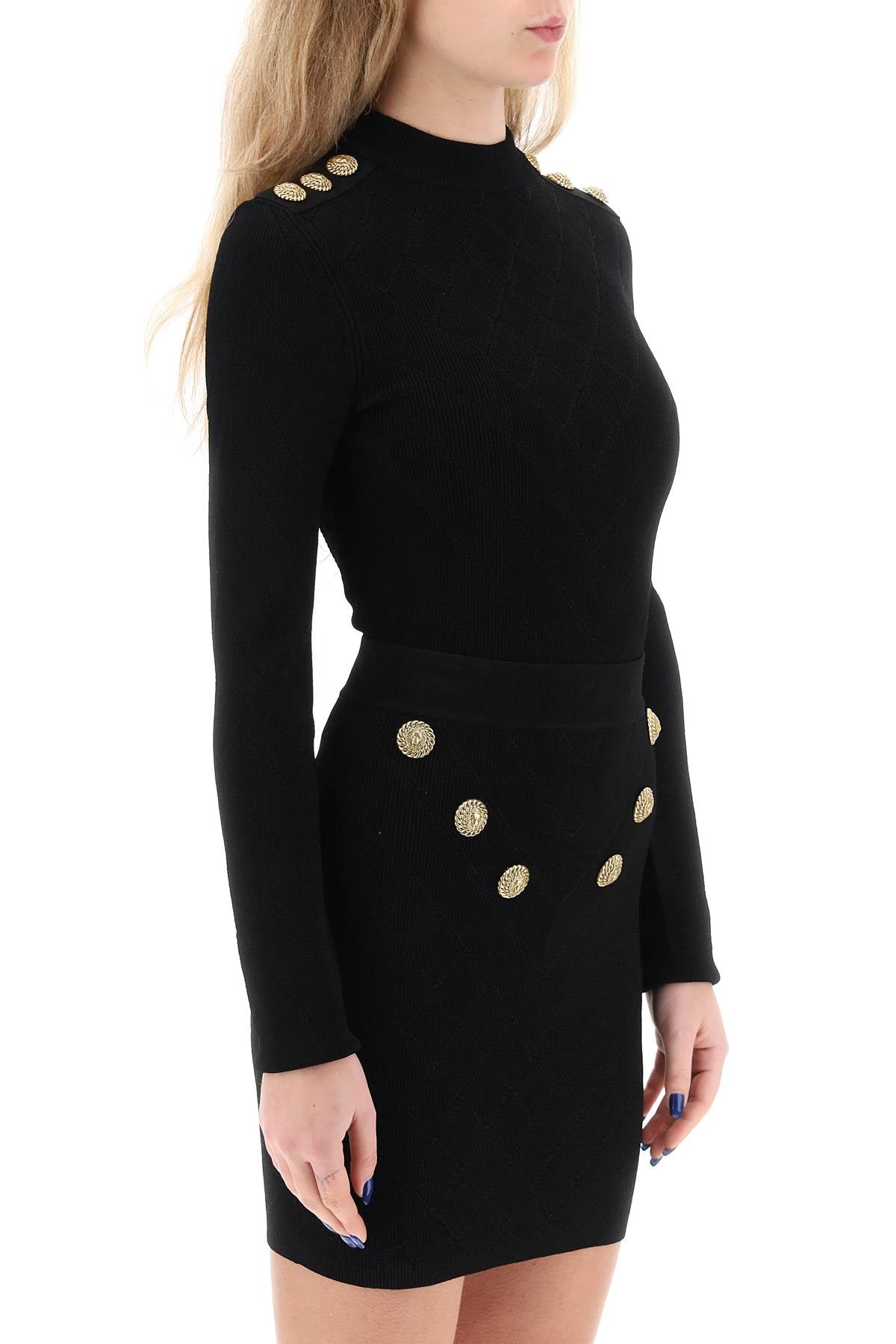 Balmain knitted bodysuit with embossed buttons CF1BG240KF530PA