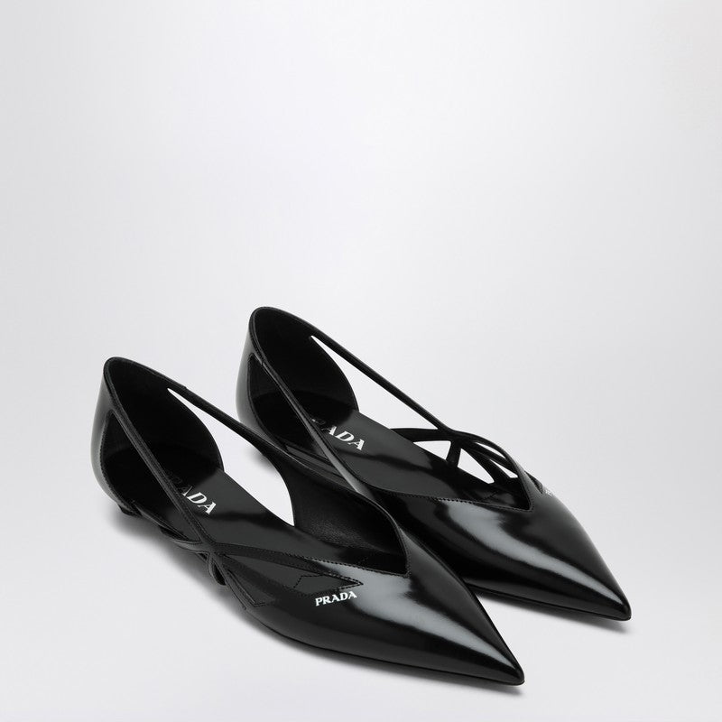 Prada Cut out black brushed leather ballerina 1F732ND015055P_PRADA-F0002