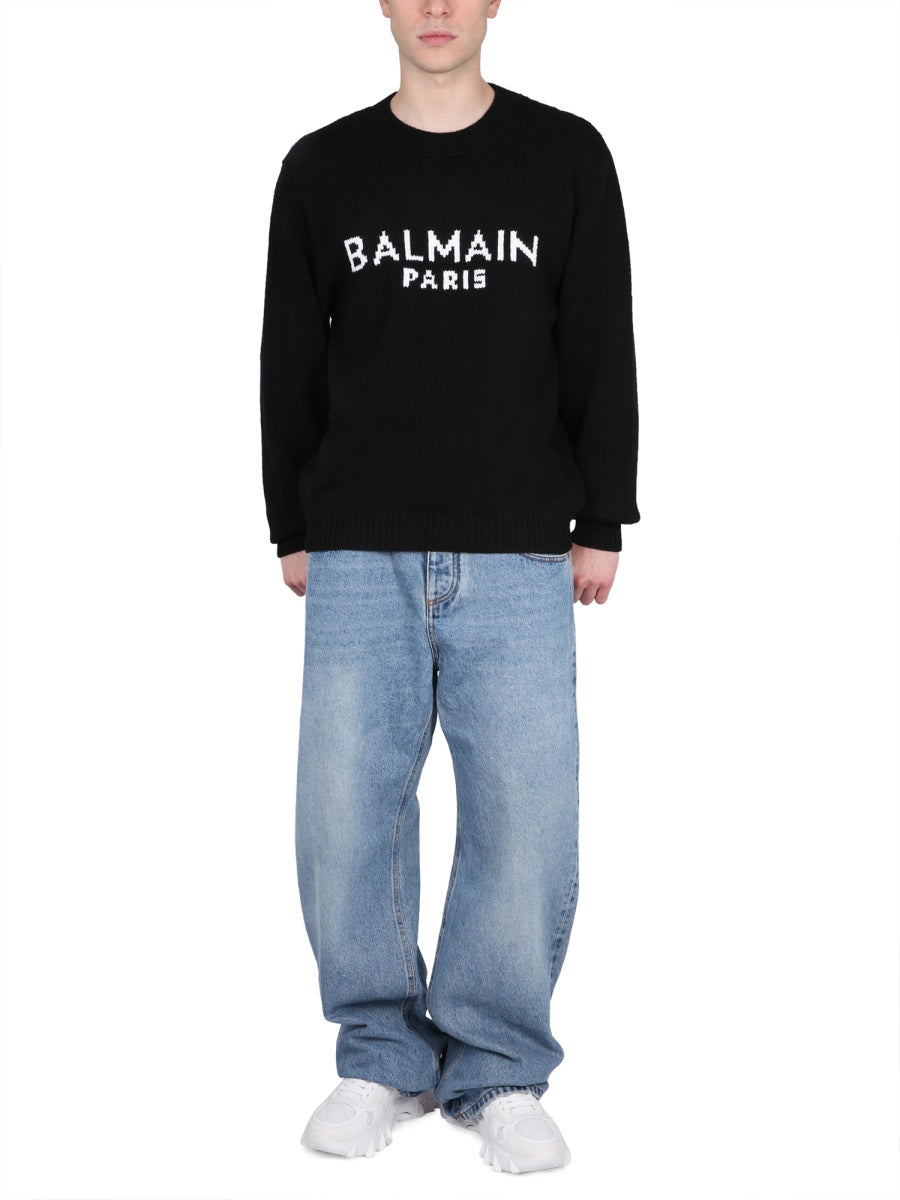 Balmain JERSEY WITH LOGO INLAY BH1KD000KC88EAB