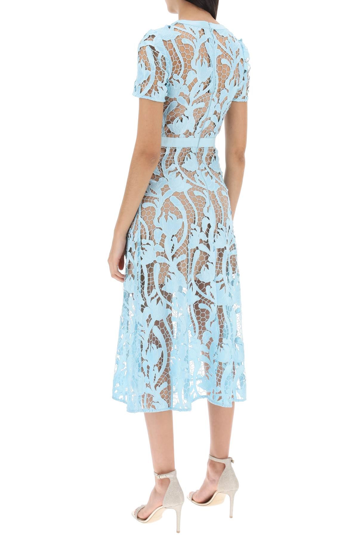 self-portrait floral lace midi dress RS24181MBLBLUE