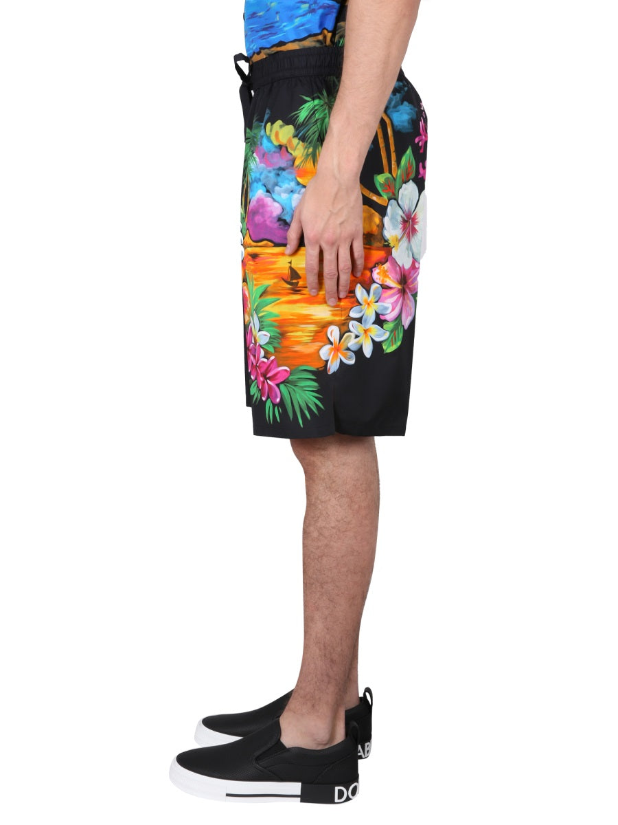 Dolce & Gabbana BERMUDA SHORTS WITH HAWAII PRINT GV37ATHH5DDHH4JI