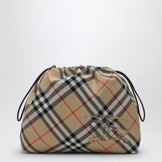 Burberry Drawstring pouch with beige Check pattern 8091592158564P_BURBE-A2021