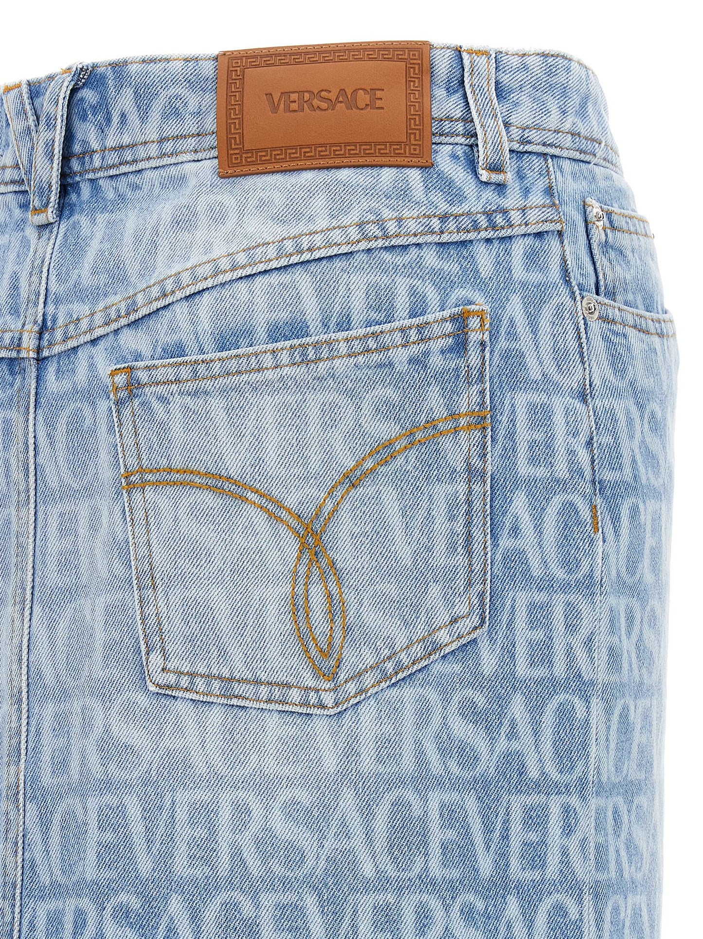 VERSACE ALLOVER DENIM MINI SKIRT 10115171A062371D190