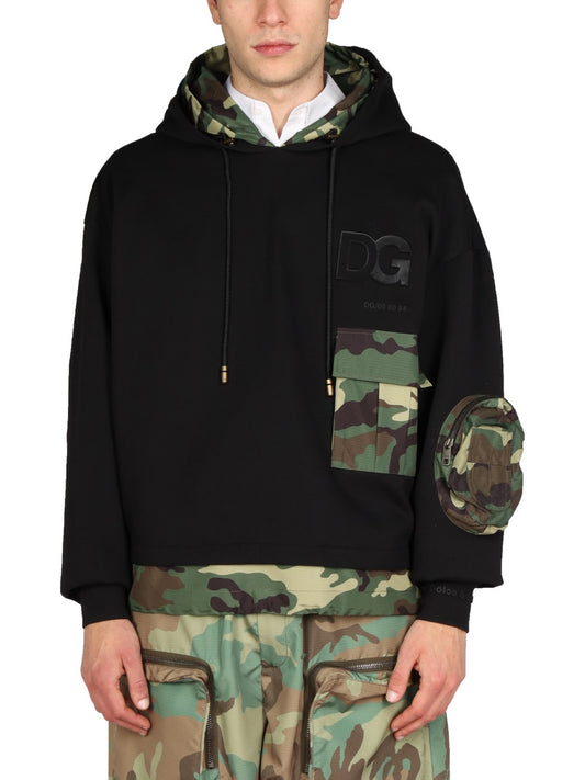 Dolce & Gabbana SWEATSHIRT WITH CAMO DETAILS G9WZ2ZG7BSQS9000