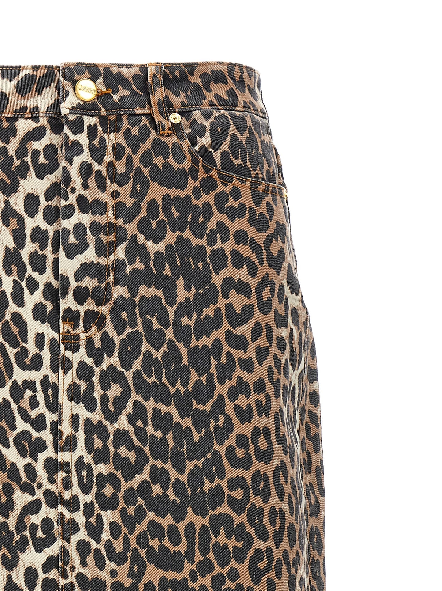 GANNI ANIMAL PRINT LONG SKIRT J1445943