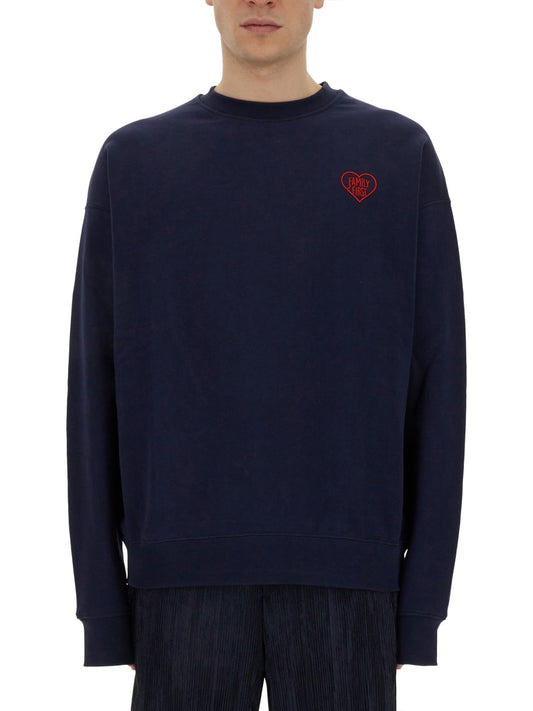 FAMILY FIRST SWEATSHIRT WITH HEART EMBROIDERY SS2403DARKBLUE