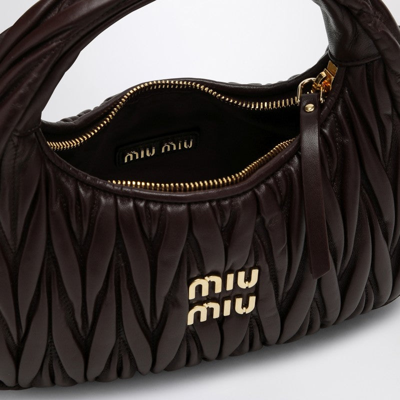 MIU MIU Small Miu Wander brown matelassé bag 5BC125OOYN88P_MIU-F0NBL