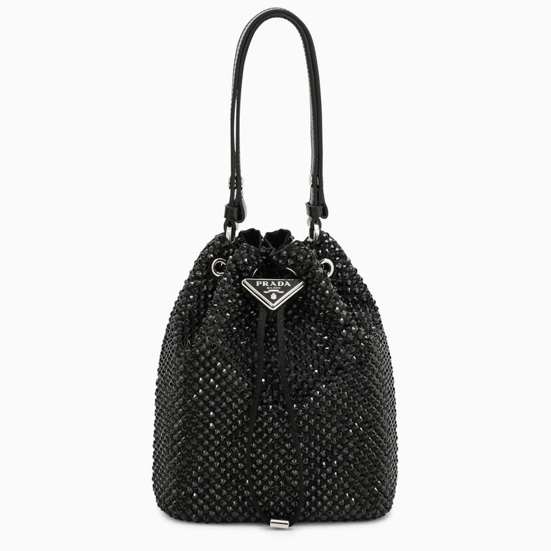 Prada Black satin bucket with crystals 1BE067OOO2AWLO_PRADA-F0002