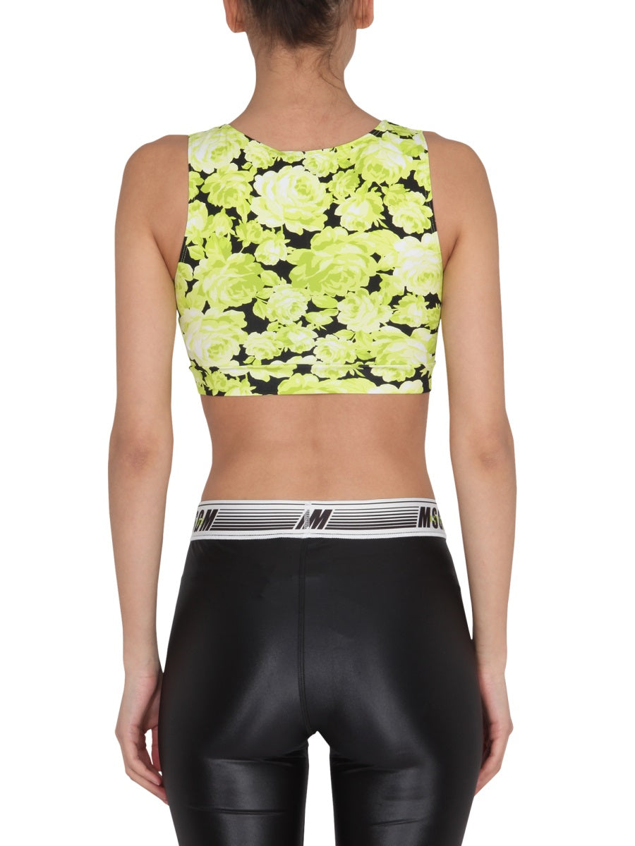 MSGM FLORAL PRINT CROPPED TOP  3245MDT0722718733