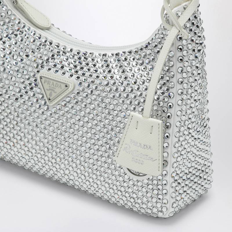 Prada White Re-Edition handbag with crystals 1BC515OOO2AWLQ_PRADA-F0009