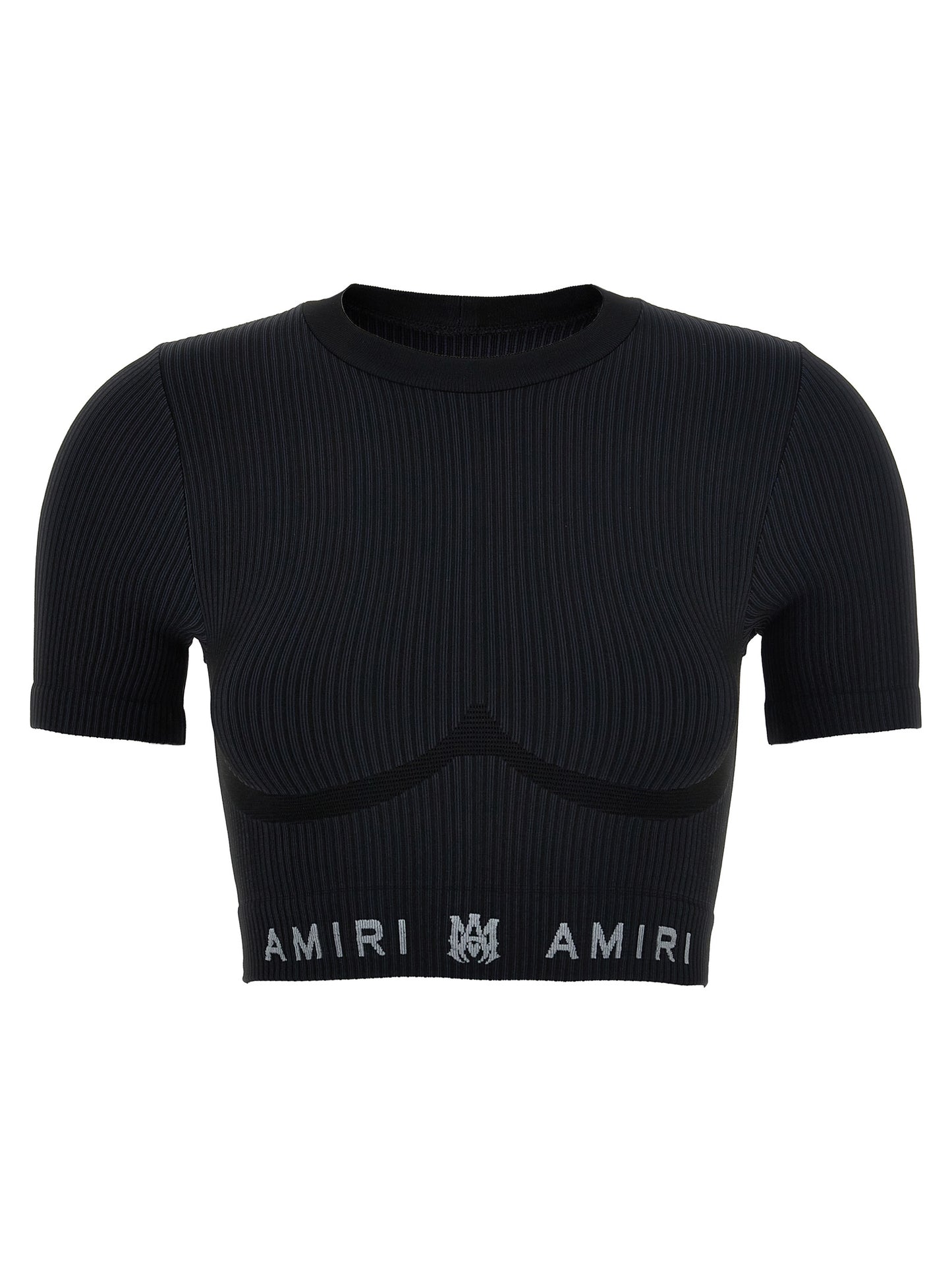 AMIRI 'MA RIBBED SEAMLESS' CROPPED TOP AWAWIR1004BLACK