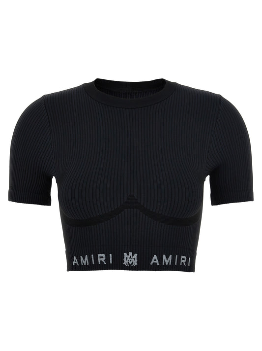 AMIRI 'MA RIBBED SEAMLESS' CROPPED TOP AWAWIR1004BLACK