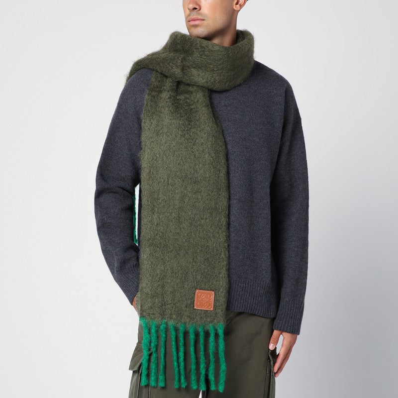 LOEWE Khaki green/green mohair and wool scarf F811257XA2WOP_LOEW-4553