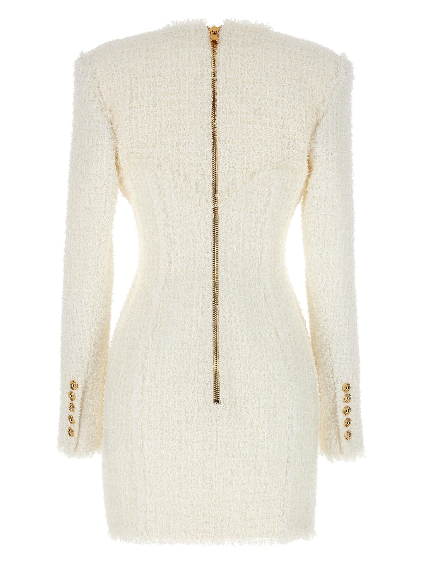 Balmain LOGO BUTTON TWEED DRESS CF1R9103XF910FA