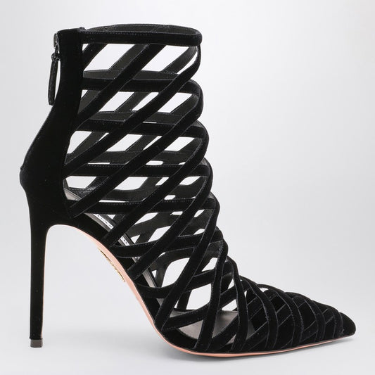 AQUAZZURA Black perforated décolleté with zip RMNHIGB0VELP_AQUA-000