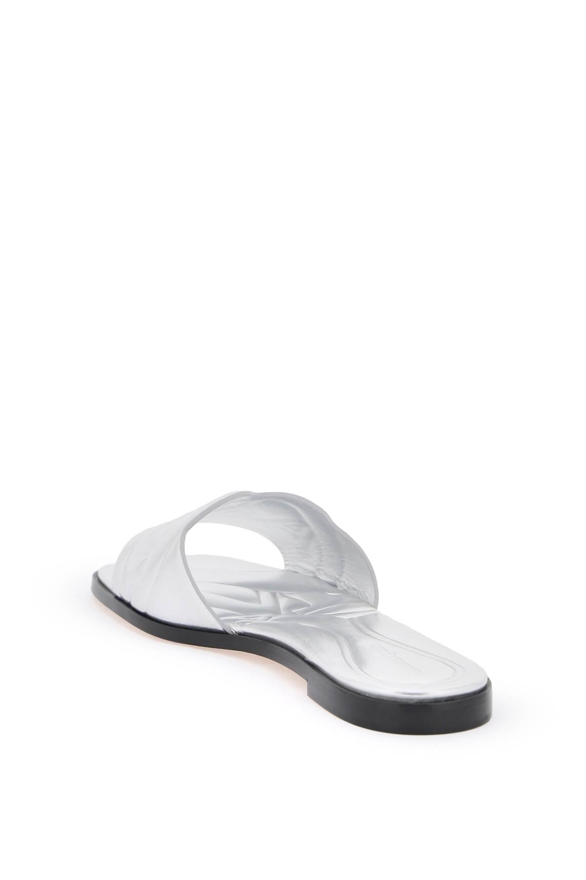 Alexander McQUEEN laminated leather slides with embossed seal logo 780714WIF138100