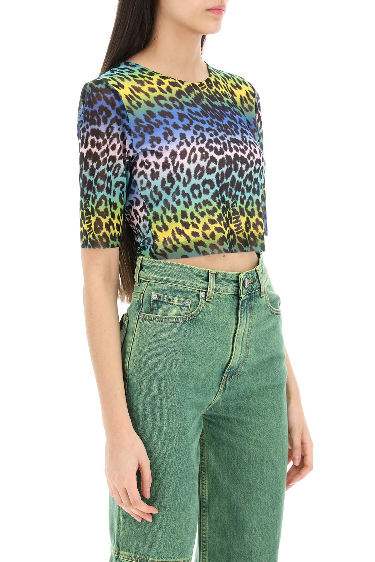 GANNI multicolor leopard print crop top T3416999