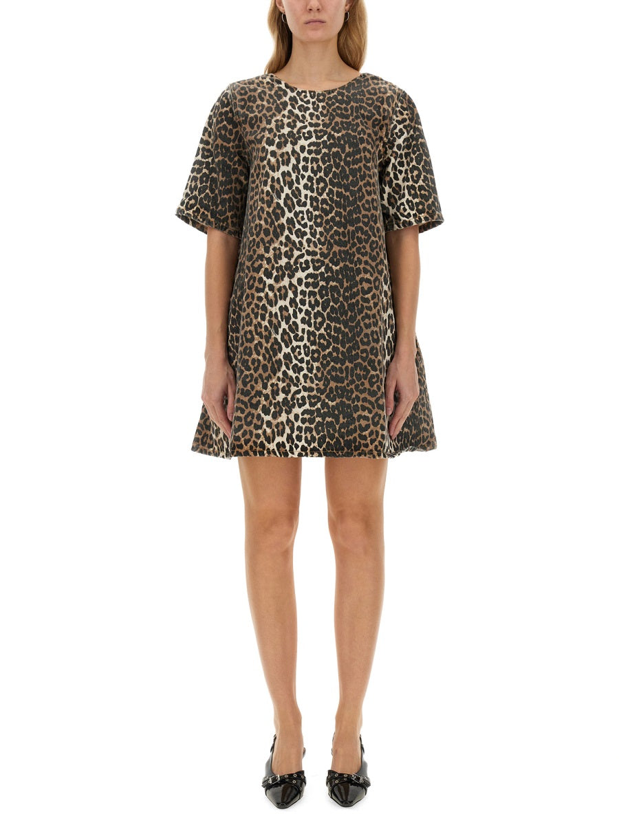 GANNI MINI LEOPARD DRESS J1677943