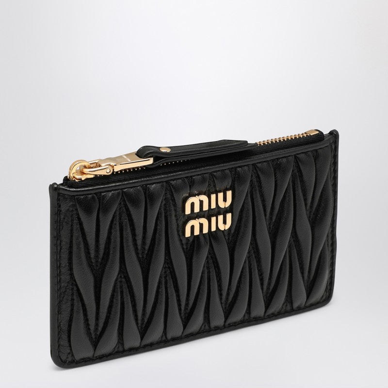 MIU MIU Black matelassé zip cardholder 5MB0602FPPN_MIU-F0002