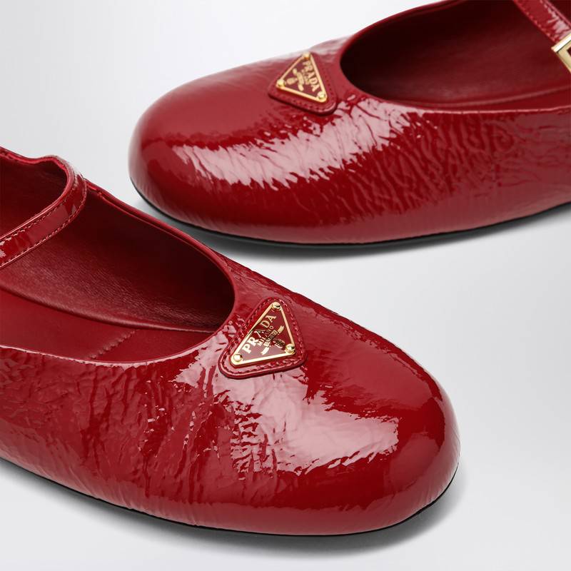 Prada Cherry patent leather ballerina with logo triangle 1F793N005H27Q_PRADA-F0E06