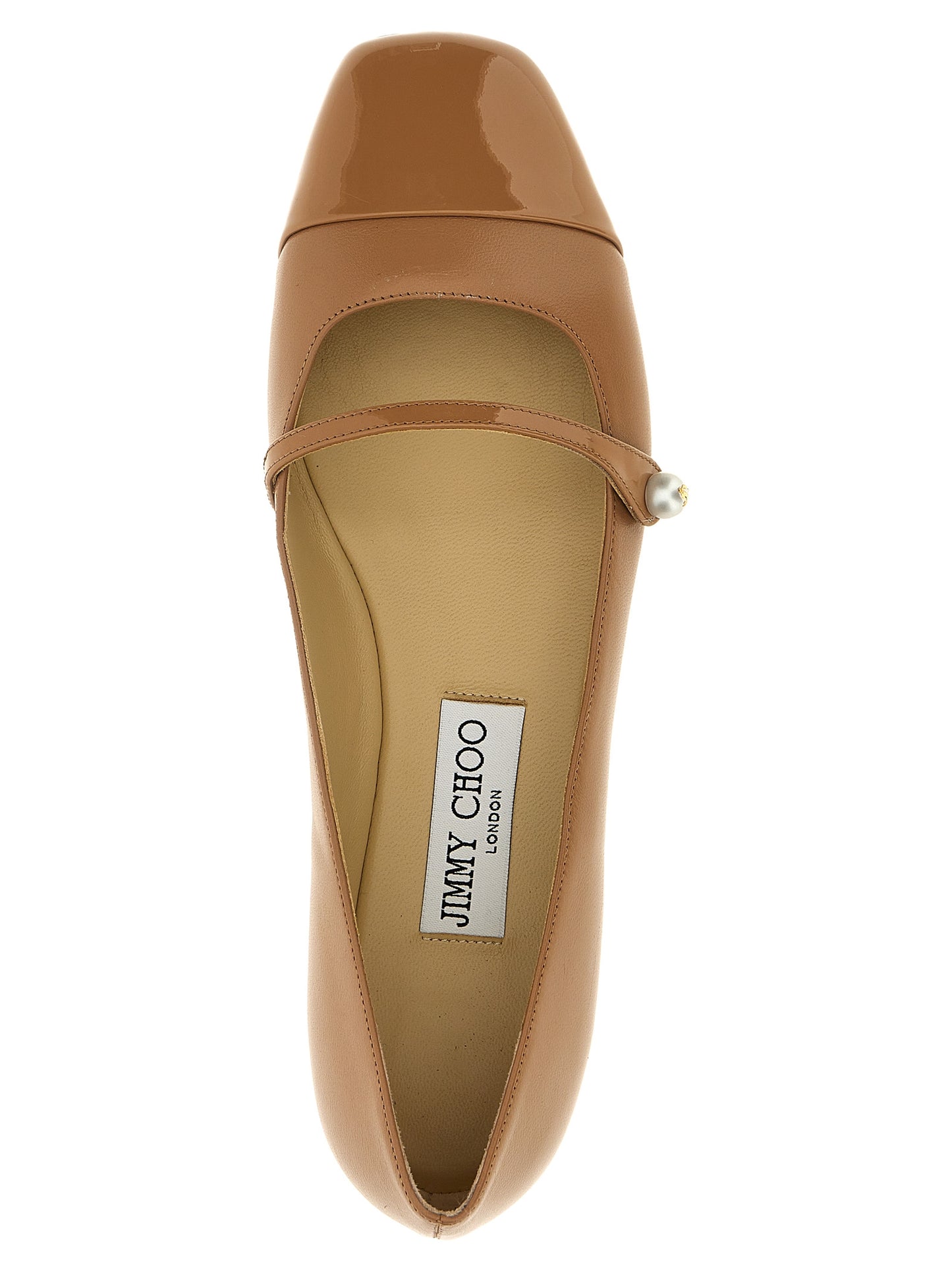 JIMMY CHOO 'ELISA' BALLET FLATS ELISAFLATPTZBISCUITBISCUIT