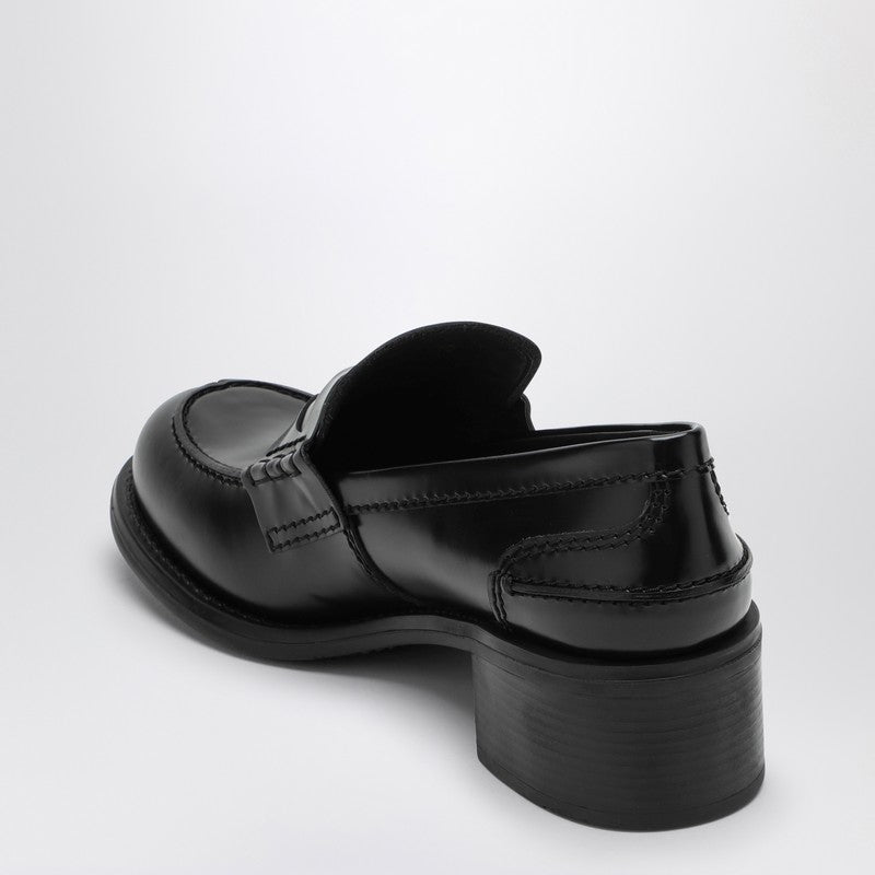 MIU MIU Black Penny loafer in brushed leather 5D276E050055P_MIU-F0002