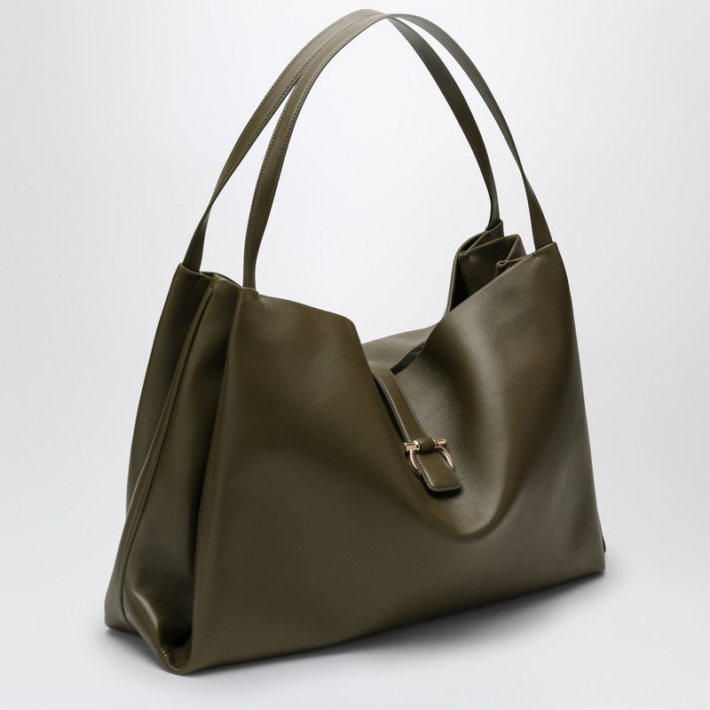 FERRAGAMO Large olive green leather tote bag 0777340LEP_FERRA-NO