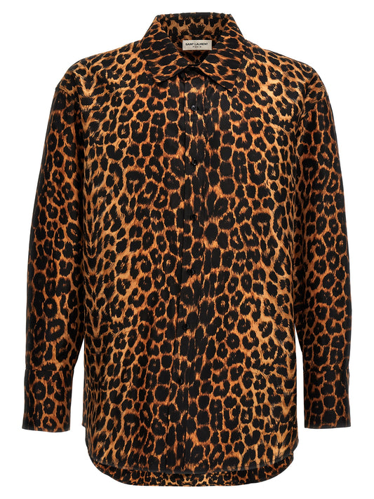 Saint Laurent LEOPARD PRINT TAFFETA SHIRT 788143Y1I809664