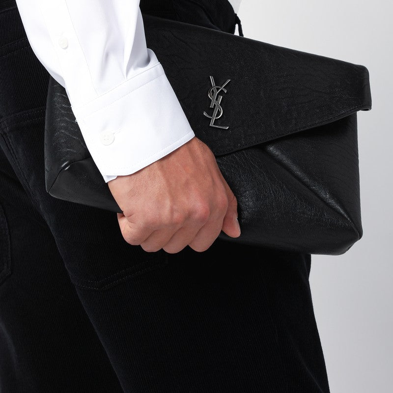 Saint Laurent Cassandre large black Envelope clutch bag with logo 778181AACIAP_YSL-1000