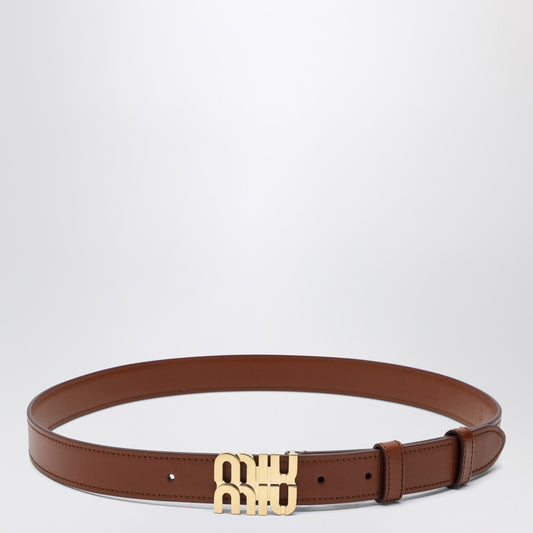 MIU MIU Tobacco leather belt with logo 5CC5652AIXP_MIU-F0005